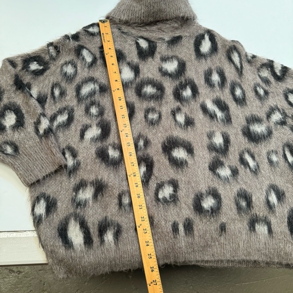 ZARA oversized chunky knit turtleneck sweater leopard mohair wool small cozy - Picture 14 of 16